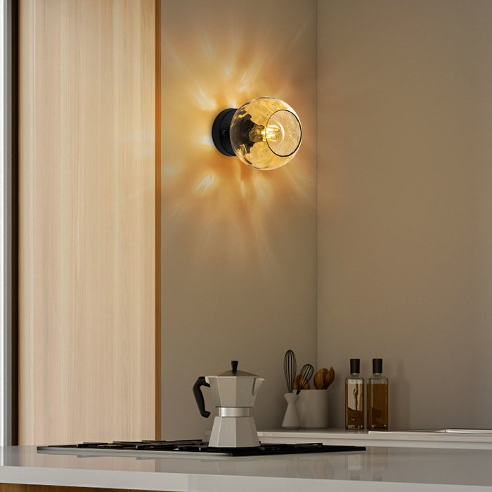 Opviq Lámpara de Pared de Metal y Vidrio Amarillo y Negro